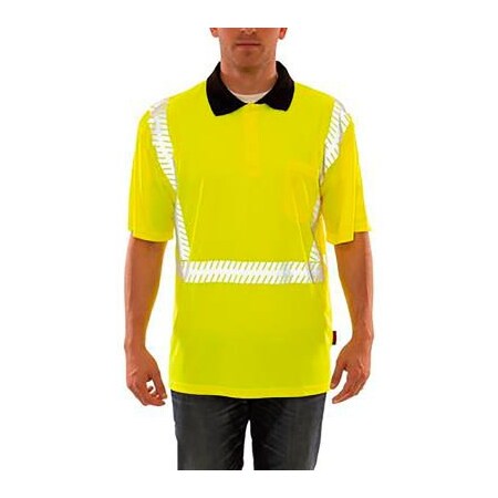 Tingley Job Sight Class 2 Polo Pullover Hi Visibility Shirt, Lime, Polyester, LG S74022.LG